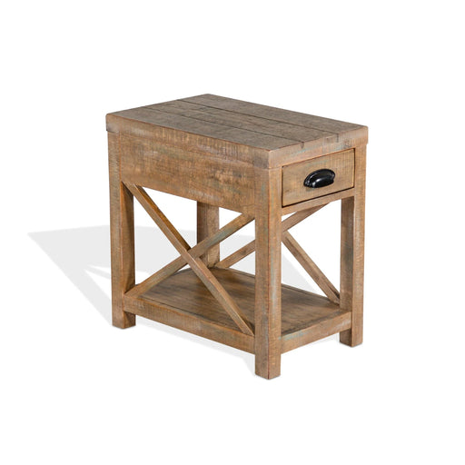 Sunny Designs Durango Coastal Mahogany Wood Chairside Table in Weathered Brown - Bed & Sofa Hub