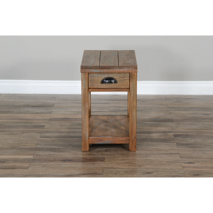 Sunny Designs Durango Coastal Mahogany Wood Chairside Table in Weathered Brown - Bed & Sofa Hub