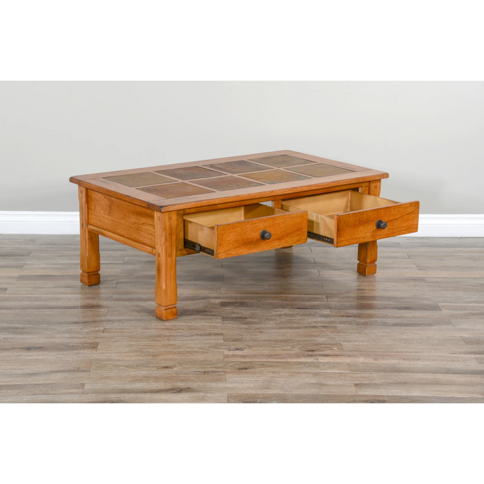 Sunny Designs Sedona 49" Transitional Wood Coffee Table in Rustic Oak - Bed & Sofa Hub