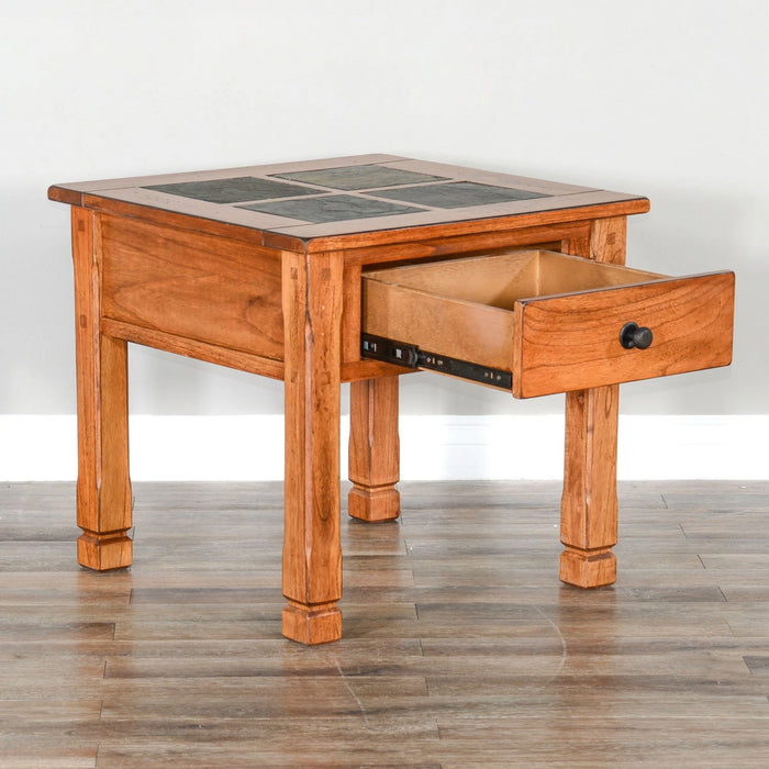 Sunny Designs Sedona 26" Transitional Wood End Table in Rustic Oak - Bed & Sofa Hub
