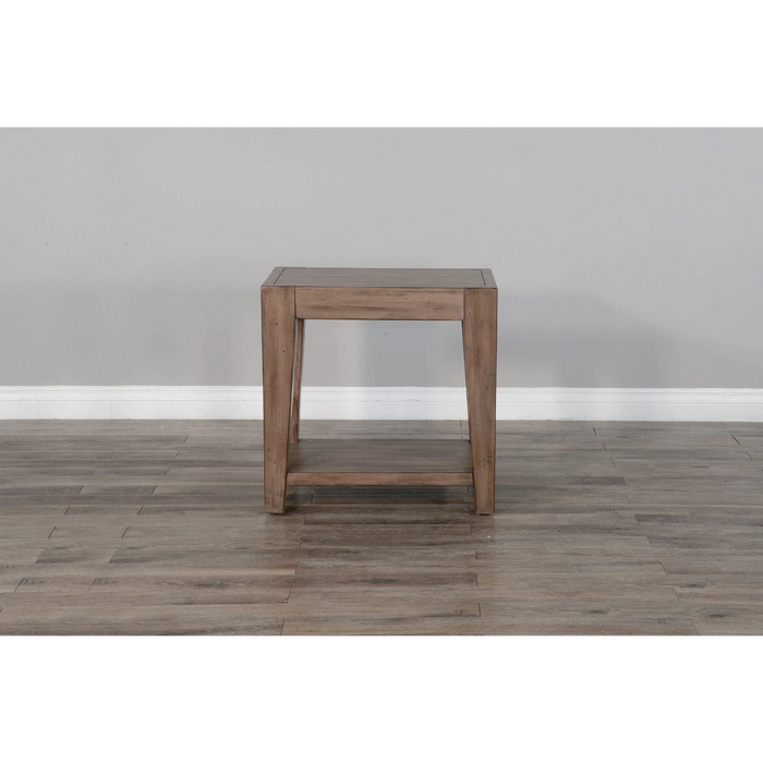 Sunny Designs Doe Valley 25" Mid-Century Wood Chair Side Table in Taupe Brown Buckskin - Bed & Sofa Hub