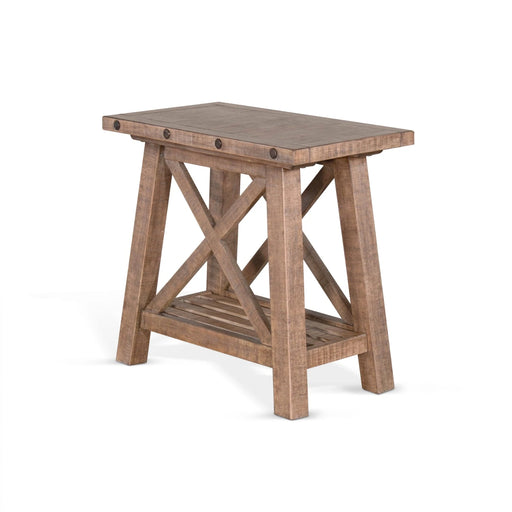 Sunny Designs Vivian 16" Farmhouse Mahogany Wood Chair Side Table in Light Brown Desert Rock - Bed & Sofa Hub