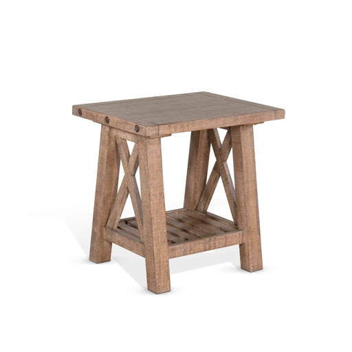 Sunny Designs Vivian 24" Farmhouse Mahogany Wood End Table in Light Brown Desert Rock - Bed & Sofa Hub
