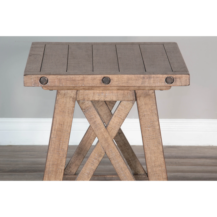 Sunny Designs Vivian 24" Farmhouse Mahogany Wood End Table in Light Brown Desert Rock - Bed & Sofa Hub
