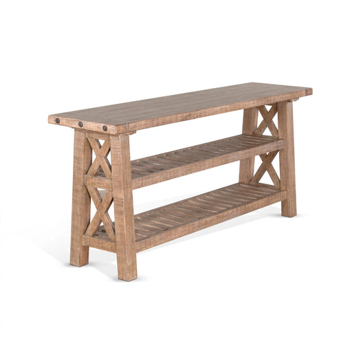 Sunny Designs Vivian 60" Farmhouse Mahogany Wood Sofa Table in Light Brown Desert Rock - Bed & Sofa Hub