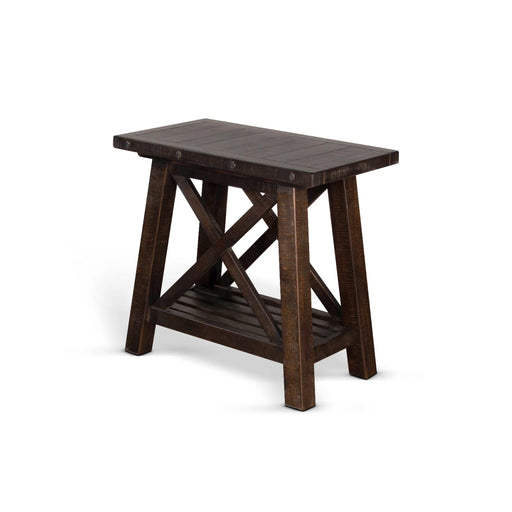 Sunny Designs Vivian 16" Farmhouse Mahogany Wood Chair Side Table in Dark Brown Raisin - Bed & Sofa Hub
