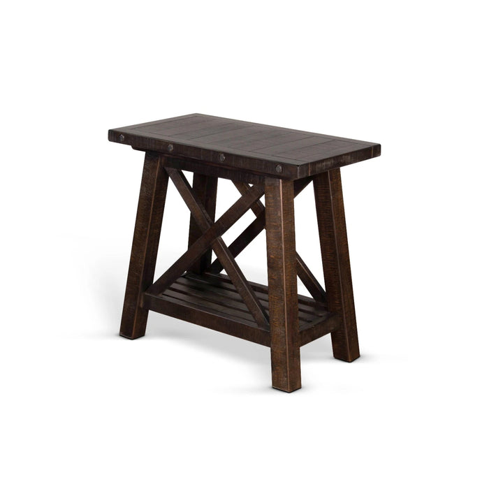 Sunny Designs Vivian 16" Farmhouse Mahogany Wood Chair Side Table in Dark Brown Raisin - Bed & Sofa Hub