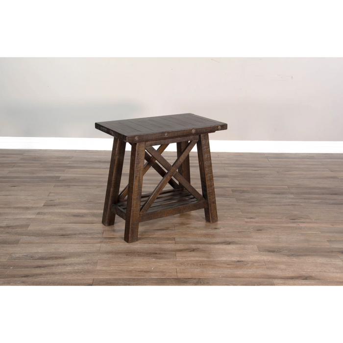 Sunny Designs Vivian 16" Farmhouse Mahogany Wood Chair Side Table in Dark Brown Raisin - Bed & Sofa Hub