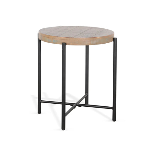Sunny Designs Round  22" Distressed Chair Side Table Weathered Brown - Bed & Sofa Hub