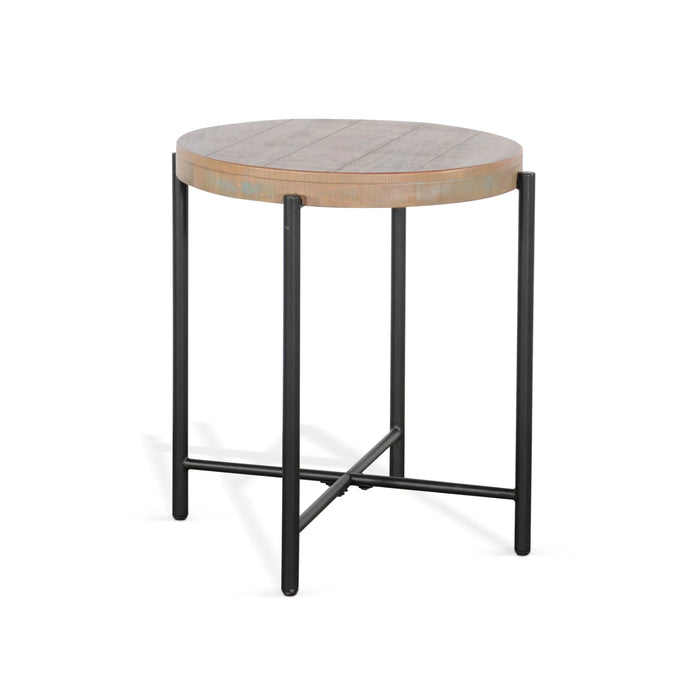 Sunny Designs Round  22" Distressed Chair Side Table Weathered Brown - Bed & Sofa Hub