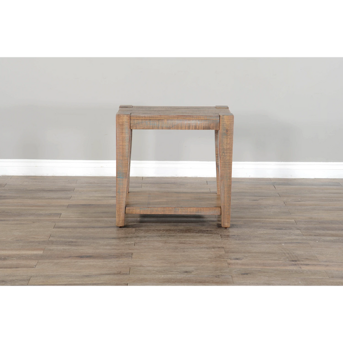 Sunny Designs 25" Modern Mindi Wood Chair Side Table in Weathered Brown - Bed & Sofa Hub