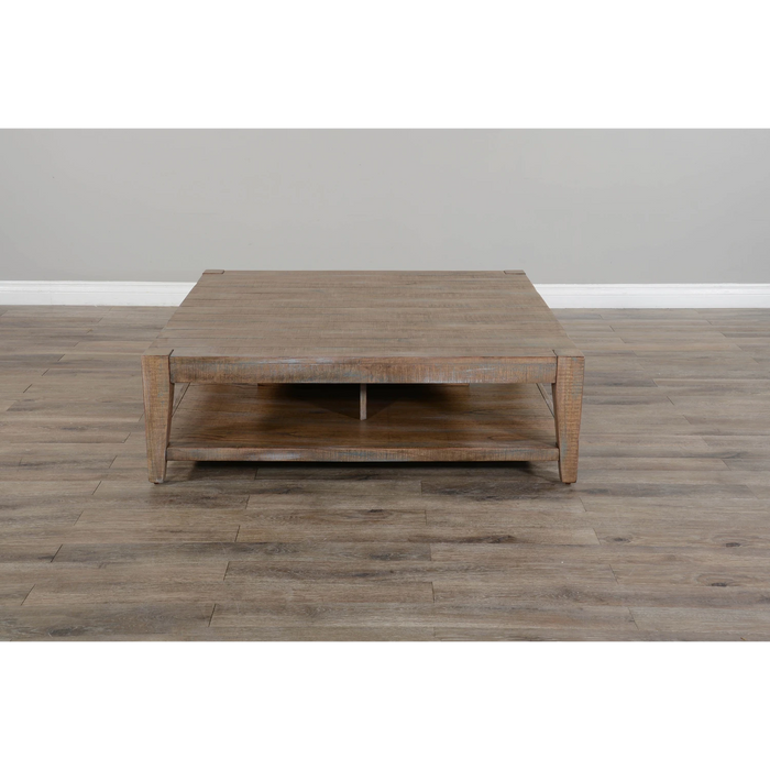 Sunny Designs 48" Modern Mindi Wood Cocktail Table in Weathered Brown - Bed & Sofa Hub