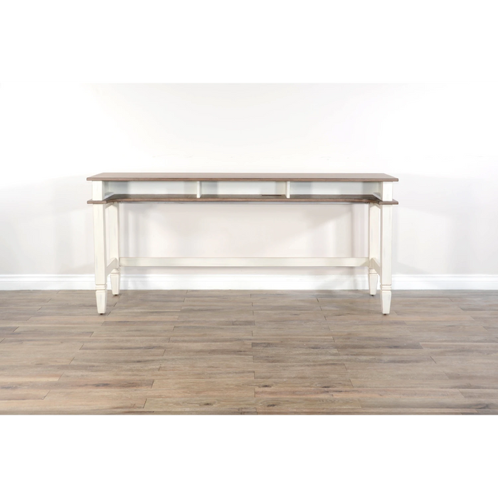 Sunny Designs Pasadena Farmhouse Mahogany Console Table in Off White/Light Brown Marble White and Buck Skin - Bed & Sofa Hub