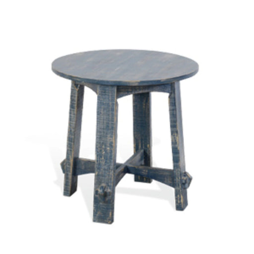 Sunny Designs Marina Farmhouse Mahogany Wood End Table in Ocean Blue - Bed & Sofa Hub