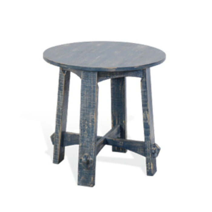 Sunny Designs Marina Farmhouse Mahogany Wood End Table in Ocean Blue - Bed & Sofa Hub