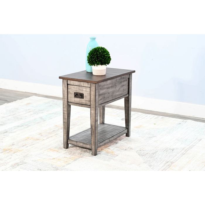 Sunny Designs Chair Side Table Tobacco Leaf and Alpine Grey - Bed & Sofa Hub