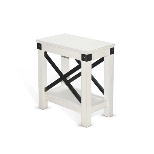 Sunny Designs Bayside White Wood Chair Side Table Marble White - Bed & Sofa Hub