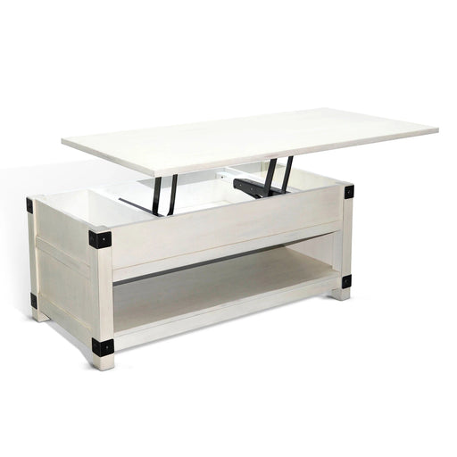 Sunny Designs Bayside Wood Coffee Table with Lift Top Marble White - Bed & Sofa Hub