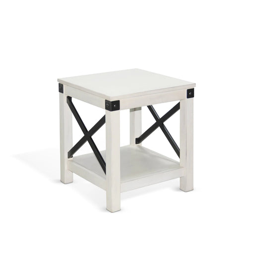 Sunny Designs Bayside White Wood End Table Marble White - Bed & Sofa Hub