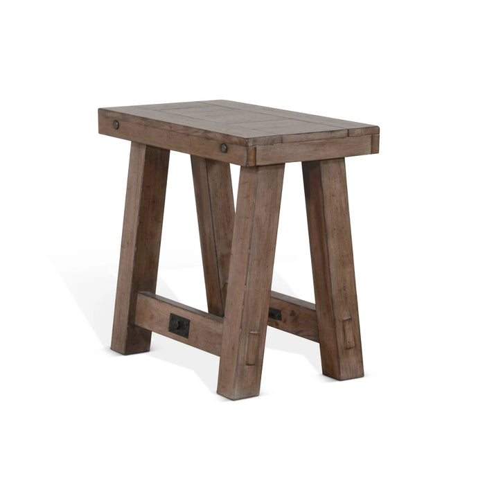 Sunny Designs Doe Valley 16" Mahogany Wood Chair Side Table in Taupe Brown Buckskin - Bed & Sofa Hub
