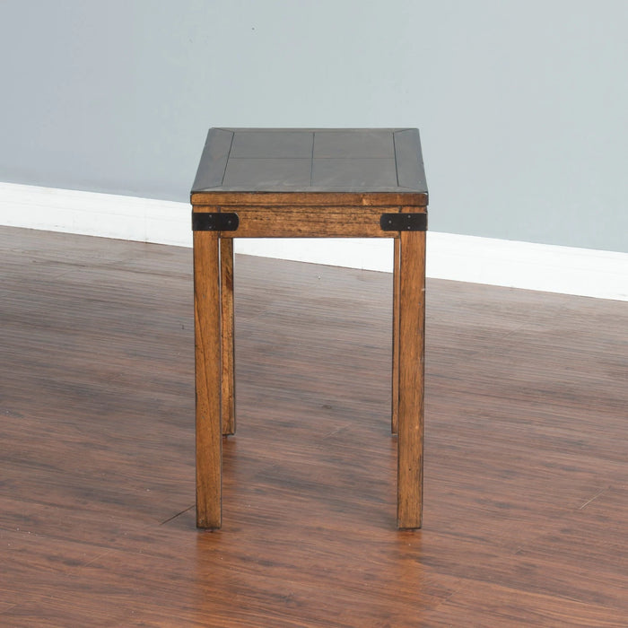 Sunny Designs Chair Side Table with Bottom Shelf, Corner Metal Accent Nature Walk - Bed & Sofa Hub