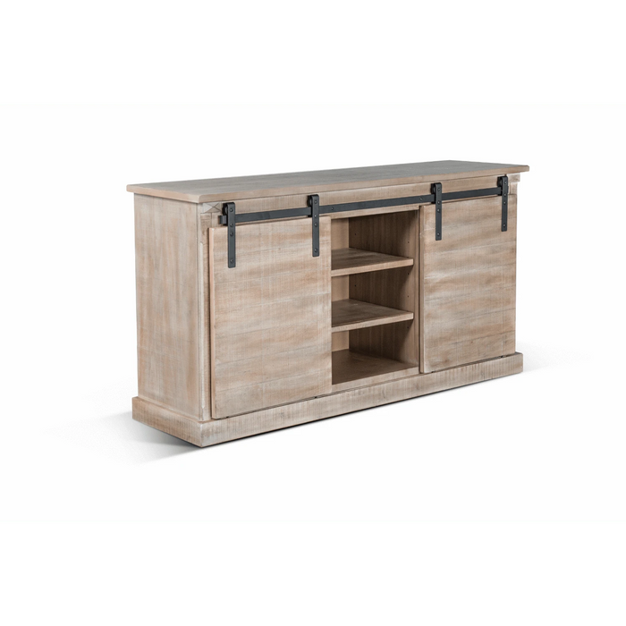 Sunny Designs 65" TV Console with Barn Door Mountain Smoke - Bed & Sofa Hub