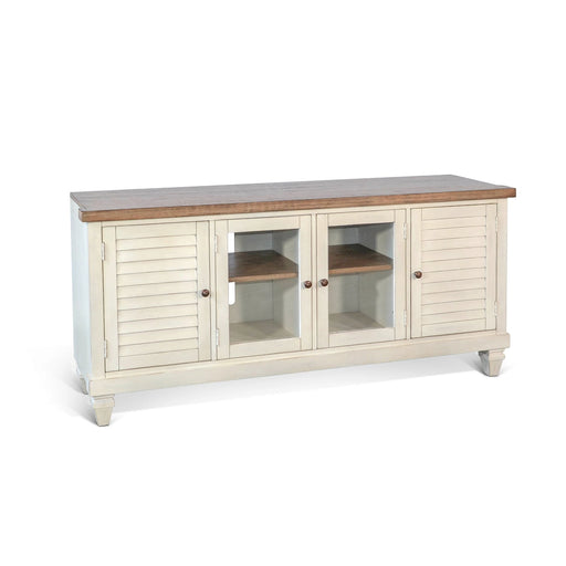Sunny Designs 72" Media Console Marble White and Buck Skin - Bed & Sofa Hub