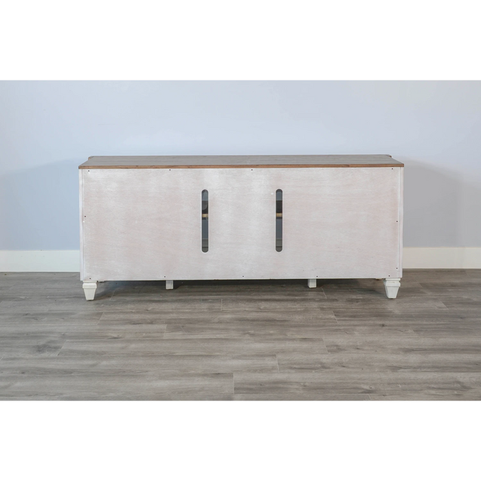 Sunny Designs 72" Media Console Marble White and Buck Skin - Bed & Sofa Hub