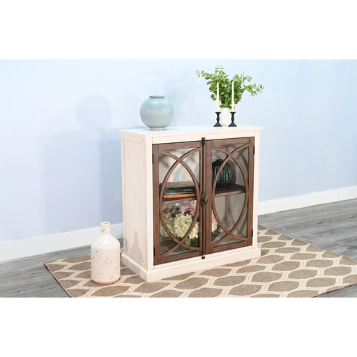 Sunny Designs 41" Accent Cabinet Marble White/Buckskin - Bed & Sofa Hub