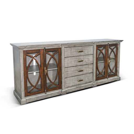 Sunny Designs Media Console Tobacco Leaf and Alpine Grey - Bed & Sofa Hub