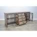 Sunny Designs Media Console Tobacco Leaf and Alpine Grey - Bed & Sofa Hub