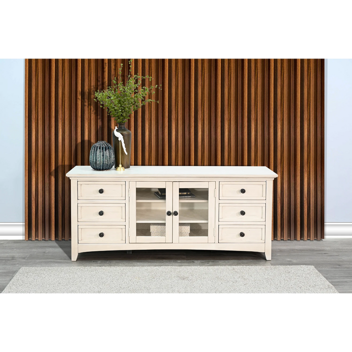 Sunny Designs 62" Media Console Marble White - Bed & Sofa Hub