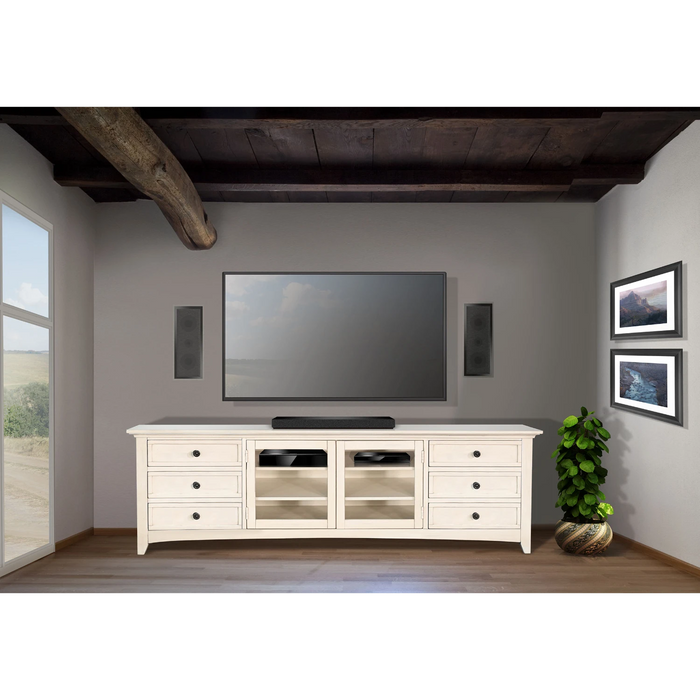 Sunny Designs 82" Media Console Marble White - Bed & Sofa Hub