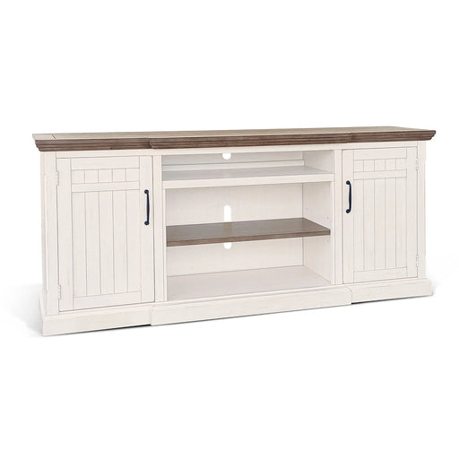 Sunny Designs TV Console Marble White and Buck Skin - Bed & Sofa Hub