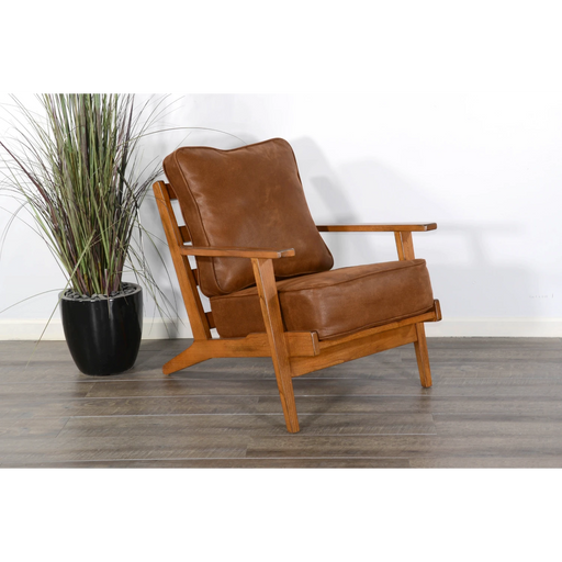 Sunny Designs Mid-Century Wood Accent Chair with Cushions Rustic Oak - Bed & Sofa Hub