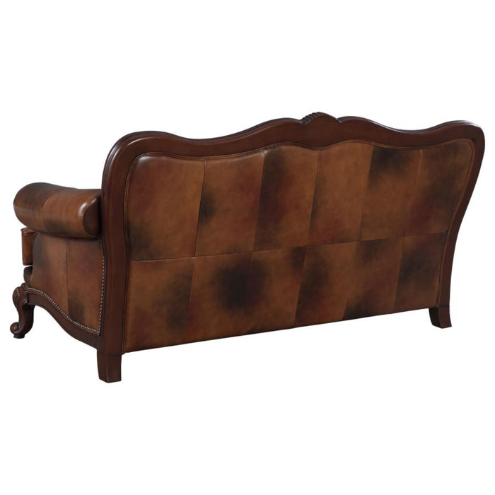 Coaster Victoria 3-piece Full Leather Upholstered Sofa Living Room Set Brown - Bed & Sofa Hub