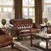 Coaster Victoria Full Leather Upholstered Rolled Arm Loveseat Brown - Bed & Sofa Hub