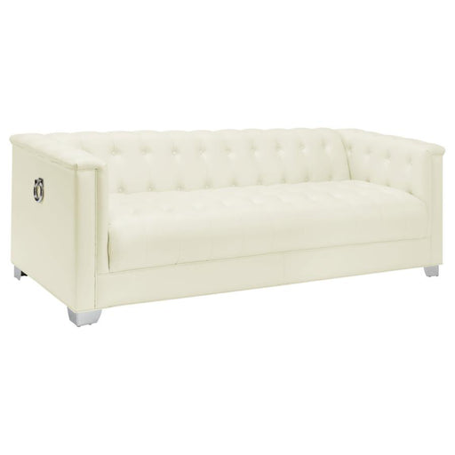 Coaster Chaviano 4-piece Upholstered Track Arm Sofa Living Room Set Pearl White - Bed & Sofa Hub