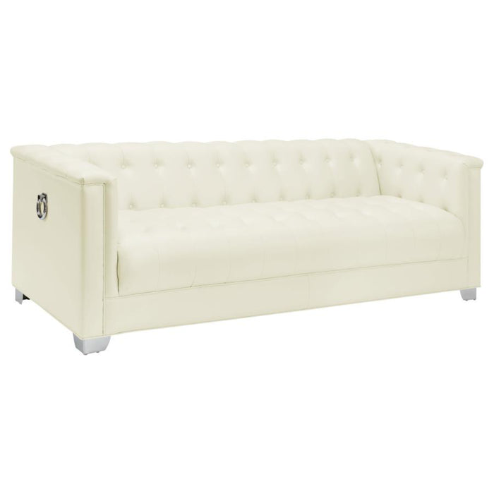 Coaster Chaviano 4-piece Upholstered Track Arm Sofa Living Room Set Pearl White - Bed & Sofa Hub