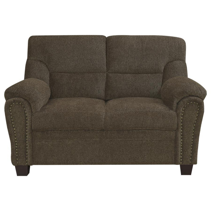 Coaster Clementine 3-piece Upholstered Padded Arm Sofa Living Room Set Brown - Bed & Sofa Hub