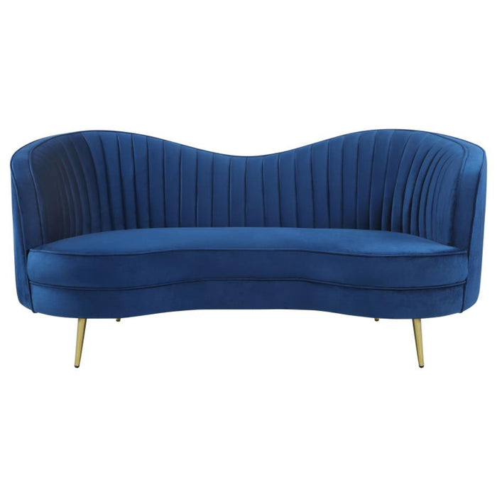 Coaster Sophia 3-piece Upholstered Channel Tufted Sofa Living Room Set Blue - Bed & Sofa Hub
