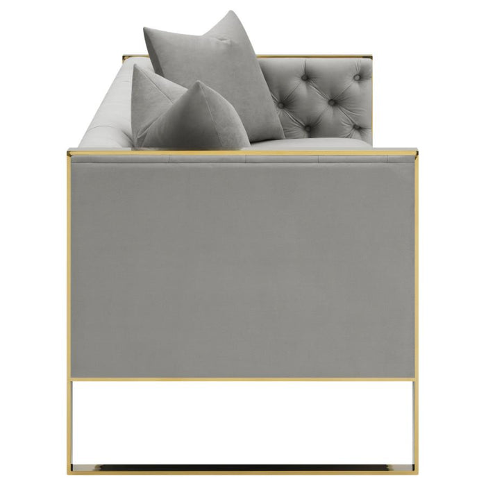 Coaster Eastbrook 3-piece Velvet Upholstered Tufted Sofa Living Room Set Grey - Bed & Sofa Hub