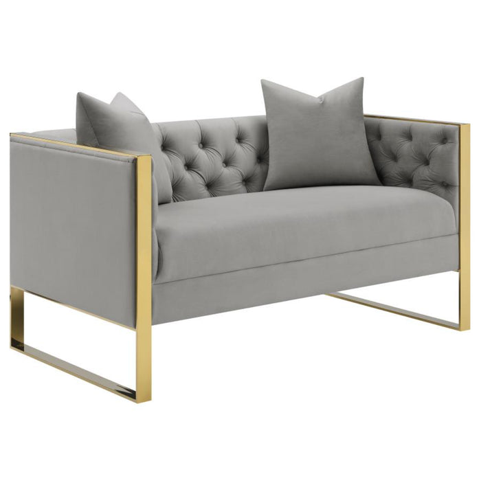 Coaster Eastbrook 3-piece Velvet Upholstered Tufted Sofa Living Room Set Grey - Bed & Sofa Hub