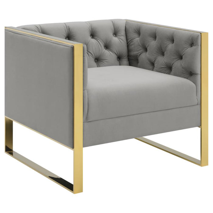 Coaster Eastbrook 3-piece Velvet Upholstered Tufted Sofa Living Room Set Grey - Bed & Sofa Hub
