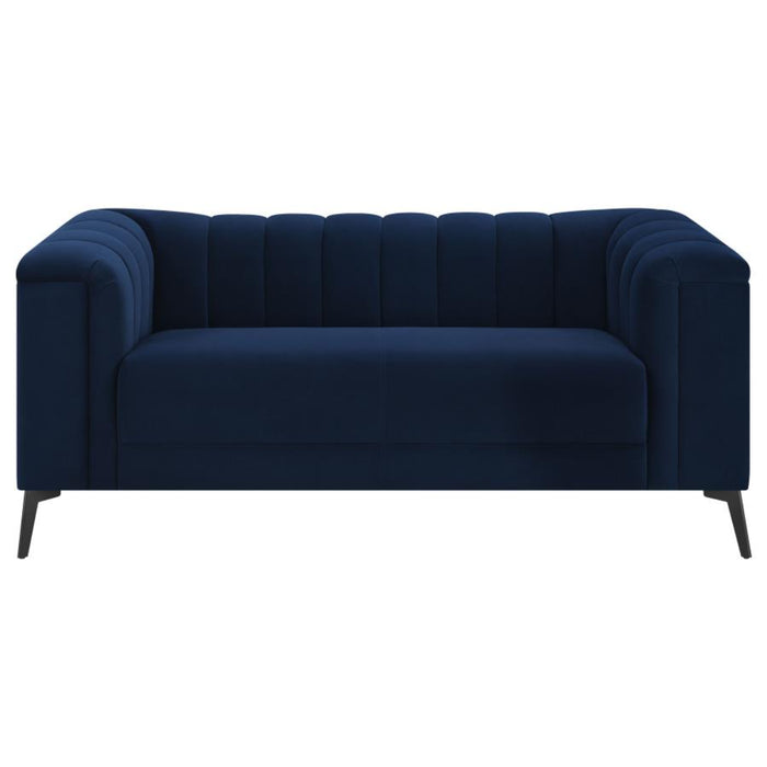 Coaster Chalet 3-piece Upholstered Tuxedo Arm Tufted Sofa Living Room Set Blue - Bed & Sofa Hub