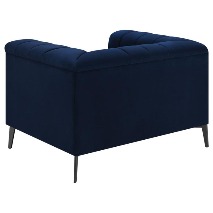 Coaster Chalet 3-piece Upholstered Tuxedo Arm Tufted Sofa Living Room Set Blue - Bed & Sofa Hub