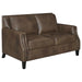 Coaster Leaton 3-piece Upholstered Recessed Arm Sofa Living Room Set Brown Sugar - Bed & Sofa Hub