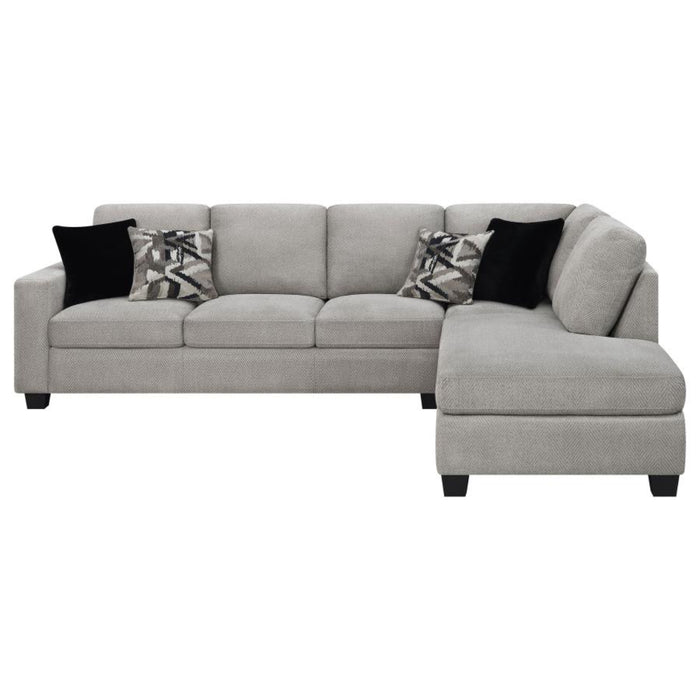 Coaster Whitson Upholstered Track Arm Sectional Chaise Sofa Stone - Bed & Sofa Hub
