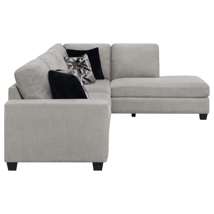 Coaster Whitson Upholstered Track Arm Sectional Chaise Sofa Stone - Bed & Sofa Hub