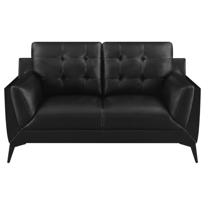 Coaster Moira 3-piece Upholstered Wedge Arm Tufted Sofa Living Room Set Black - Bed & Sofa Hub